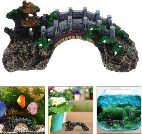 Mipcase Fish Tank Bridge Decor, Underwater Bridge Adorn for Aquarium Decoration, Botanical Reptile Decor