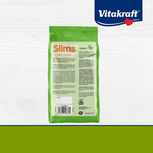 Chinchillas (10oz) Vitakraft Slims Carrot Small Animal Treats Light, Healthy Food Bites - Crispy Carrot Treats