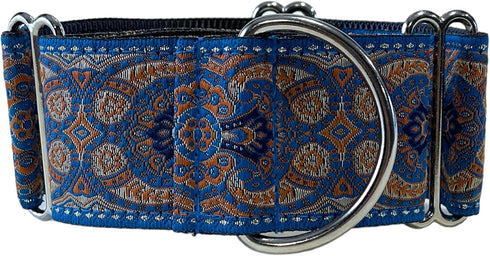 Martingale Dog Collar and Leash Set for Greyhound Saluki Whippet (L 14inch-18inch), Blue
