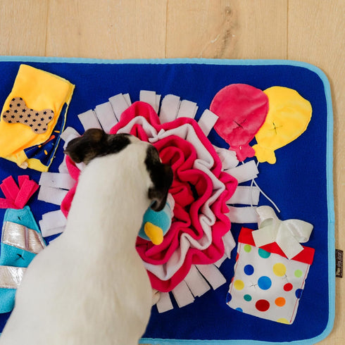 P.L.A.Y. Cute Snuffle Mat for Dogs - Birthday Themed Interactive Food & Treat Mat for Puppies Dogs - Enrichment Toy