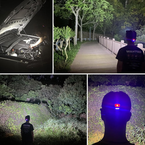 2000 6-10 DARKBEAM COB Floodlight Headlamp USB Rechargeable with Red Light, Lumen LED Headlight - Car Maintenance