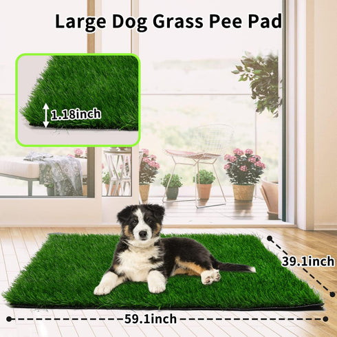 Grass Pad for Dogs, 59.1 x 39.4 inches, Soft Real Grass for Potty Training, Easy to Clean Fake Grass