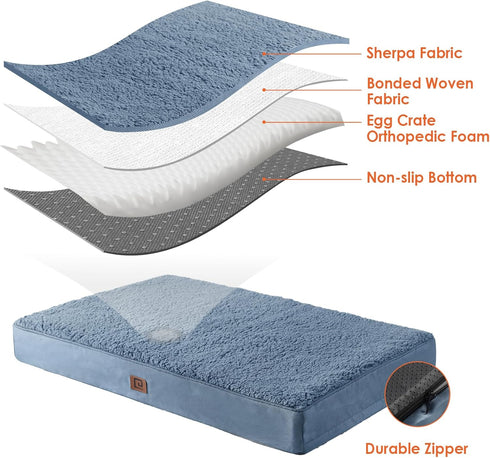 EHEYCIGA Orthopedic XL Dog Beds for Extra Large Dogs, Spa Blue, 44x32 with Removable Washable Cover
