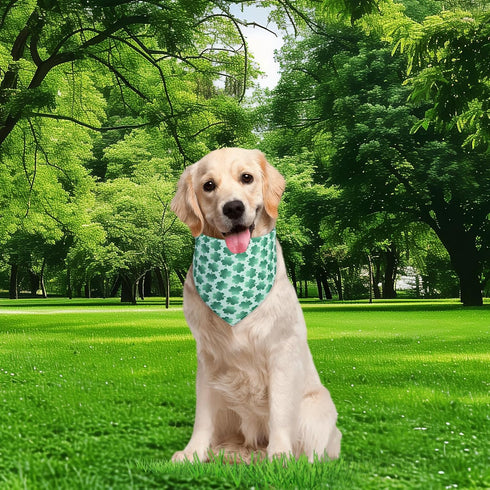 QUQULE 1PCS, St. Patrick's Day Dog Bandana XLarge Green Scarf for Boy and Girl, Durable Triangle Reversible Bibs