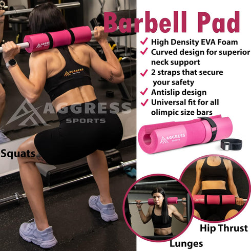 Premium Barbell Pad Set for Hip Thrusts, Squat Pad with 2 Gym Ankle Straps, Hip Resistance Bands, Carry Bag
