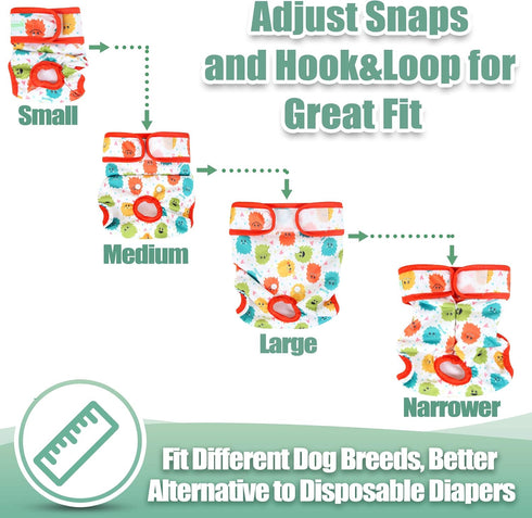 wegreeco Luxury Washable Reusable Dog Diapers, 3 Pack for Medium Female Dogs, Stylish Pattern