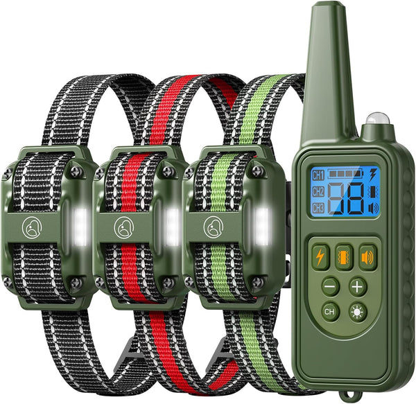 Dog Training Collar with Remote, 2600FT Range, 4 Training Modes Beep, Shake, Safe Shock, LED Light, Rechargeable IPX7
