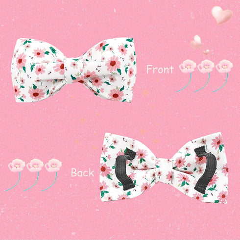 Floral Adjustable Dog Collar with Bows for Girls, Spring Gift for Medium Small Large Dogs