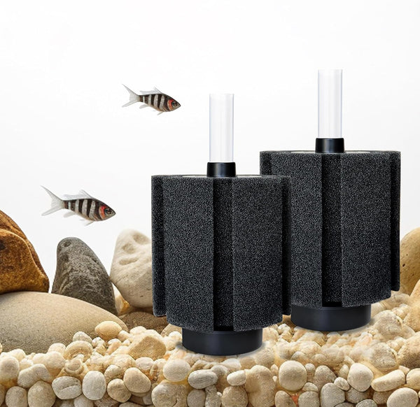 2 Pcs Aquarium Sponge Filter: Quiet Fish Tank Filter with Ceramic Media and Bubble Diffuser for 50-80 Gal