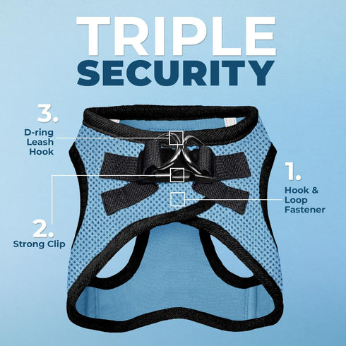 Voyager Step-In Air Dog Harness, All Weather Mesh, Reflective, No Pull for Small, Medium Dogs, Baby Blue/Black Trim
