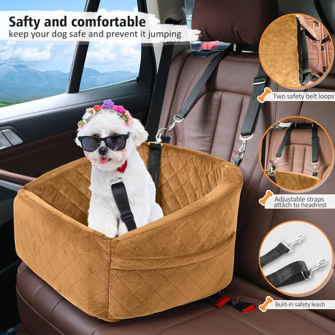 30lbs,Pet NEEZUKAR Dog Car Seat for Small Medium Dogs,Detachable Washable Dog Booster Seat Under Car Seat Travel Bed