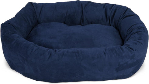 Majestic Pet 24 Inch Suede Calming Dog Bed, Cozy Soft Round Dog Bed with Spine Support, 24x19x7 Inch, Navy