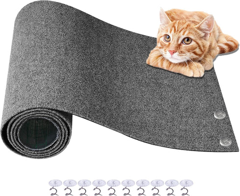 78.7"x15.8" Self-Adhesive Cat Scratching Mat, Trimmable Carpet to Protect Furniture, Walls, or Floors