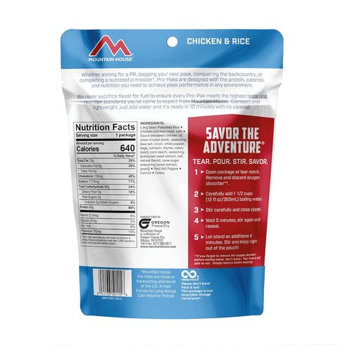Backpacking Mountain House Chicken & Rice Pro-Pak | Freeze Dried & Camping Food | One Serving |Gluten-Free