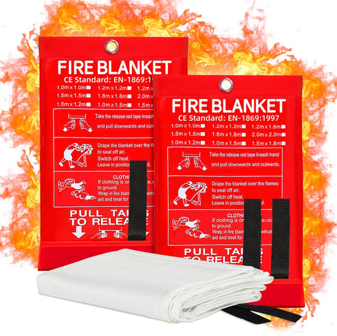 Fire Blanket Emergency for Home, 40" x 40" (Pack of 2), Fire Suppression Blanket for Kitchen and Camping Safety