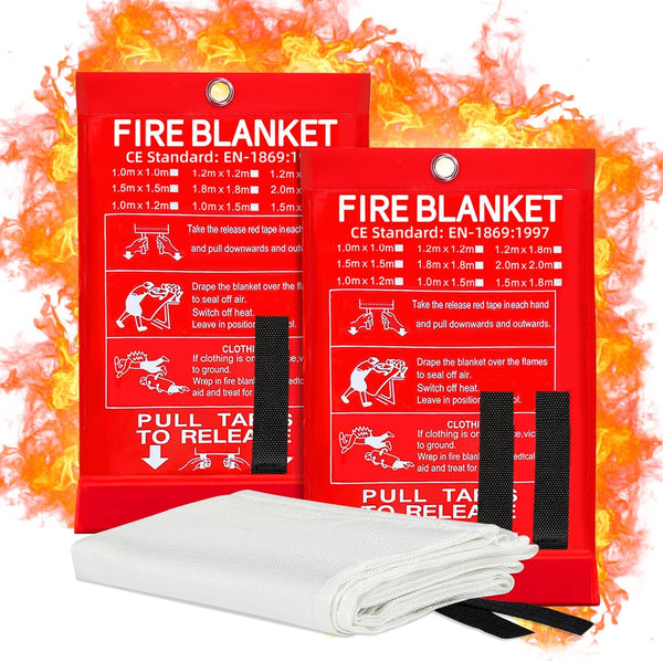 Fire Blanket Emergency for Home, 40" x 40" (Pack of 2), Fire Suppression Blanket for Kitchen and Camping Safety