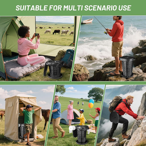 (440lbs (3.19-18.7 Inches) XXL Retractable Portable Toilet Travel Toilet Capacity) Adjustable Height Camping Toilet