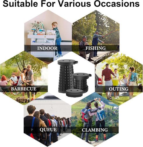 2026 18.1" 600lbs Upgraded Portable Folding Stool, Collapsible Stools, Max Weight, Lightweight But Sturdy, Telescoping
