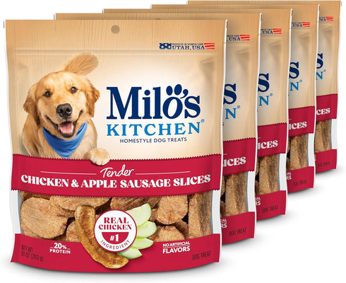 Milo's Kitchen Homestyle Dog Treats, Chicken & Apple Sausage Slices, 10 Ounce