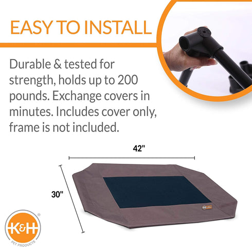 K&H Pet Products Original Pet Cot Replacement Cover (Cot Sold Separately) - Chocolate/Black Mesh, Large 30 X 42 Inches