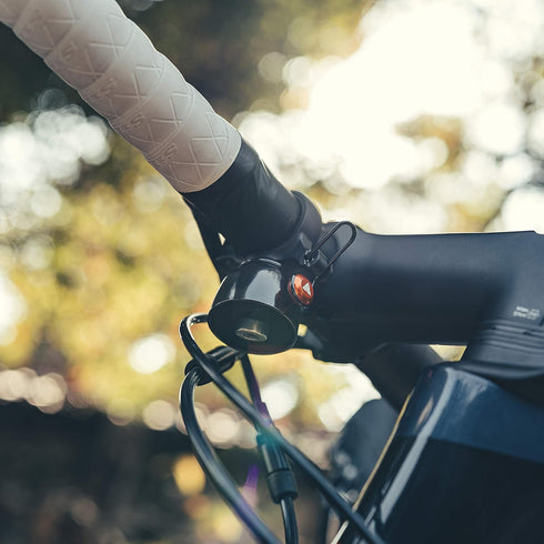 Granite Cricket Mountain Bike Bell, Single-Strike and Constant Cowbell Modes for 22.2mm to 35mm Handlebars