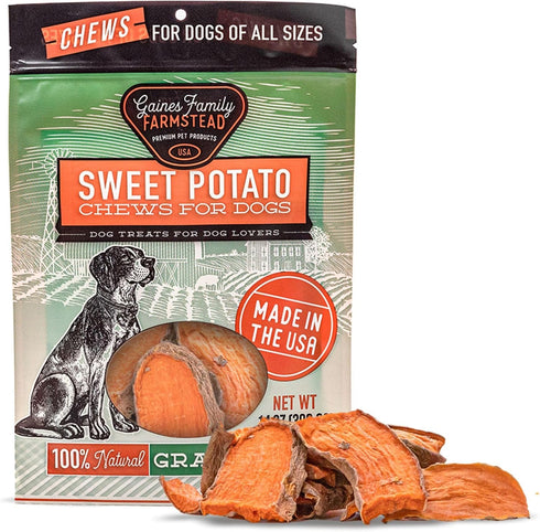Gaines Family Farmstead Sweet Potato Chews - Dog Treats Made in The USA, High in Fiber, Grain Free, 14 Ounce Bag