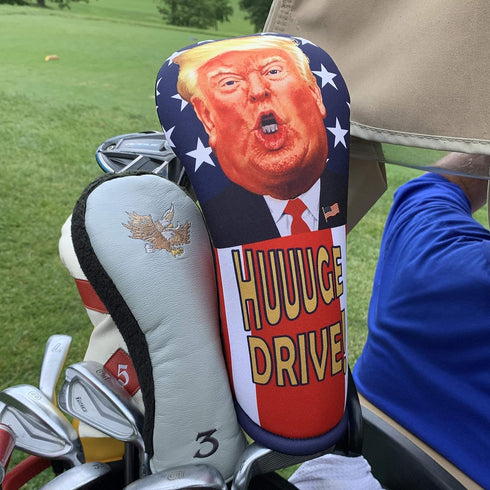 Trump Driver Golf Club Headcover - HUUUGE Drive! MAGA Fun! Easy On/Off, Made in USA by BeeJos, Golf Gift Accessory