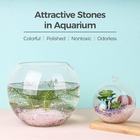 T4U 2 LB, Tumbled Chips Stones Crushed Crystal Quartz Irregular Shaped Gravel Pebble Healing Stone, DIY Smoothed Rock