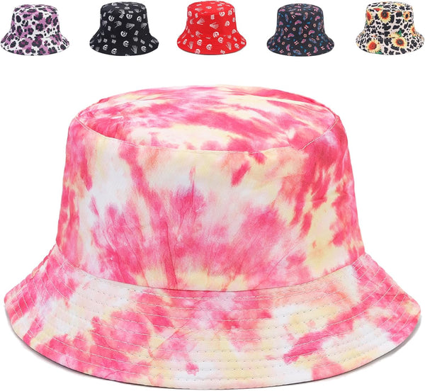 Reversible Bucket Hat for Women, Cute Summer Travel Fisherman Cap with Double Side Wear Design