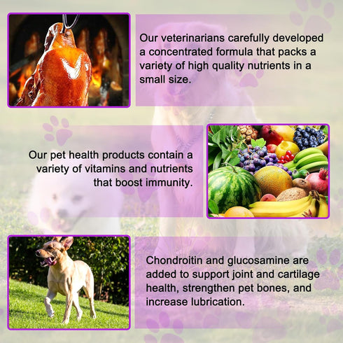 Dog Multivitamin Treats, 15 in 1 Tablets with Glucosamine, Cranberry, Milk Thistle, Supports Joint & Digestion