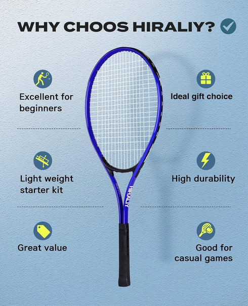 HIRALIY Adult Recreational Tennis Rackets, 27 Inch Lightweight Set for Student Training, Includes 3 Tennis Balls