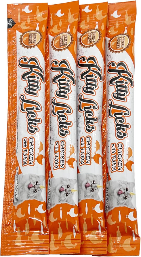 Pack 60 Pack Rena's Recipe Kitty Licks Lickable Cat Treats Chicken Variety Tubes Creamy Cat Treat Pure Grain Free Cat