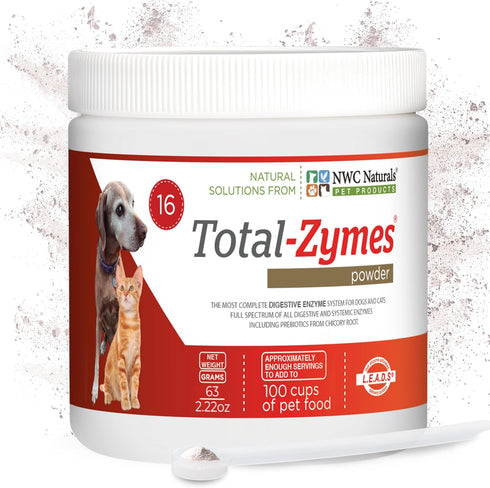NWC Naturals Total-Zymes Digestive Enzymes for Cats and Dogs, Unflavored, 100 Servings, 2.2 Ounces