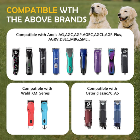 Black Detachable Steel Dog Clipper Blades, Size-5FC, Compatible with Andis, Cut Length 1/4"
