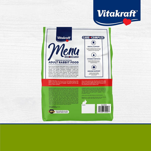 5 Lb. Vitakraft Menu Premium Rabbit Food - Alfalfa Pellets Blend - Vitamin and Mineral Fortified, Carrots, Greens
