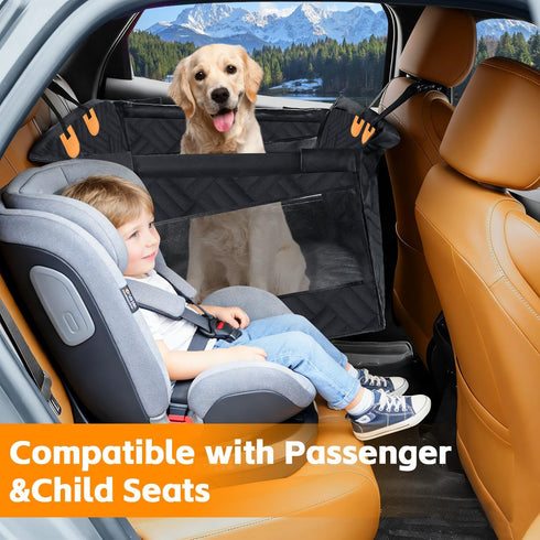 65LB, Large Dog Car Seat, Back Seat Extender for Dogs UP to Hard Bottom Car Back Seat Cover for Dogs Waterproof Dog