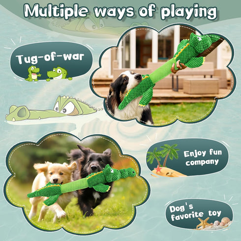 Dog Toys for Large Dogs, Squeaky Plush Chew Toys, Tough Tug of War Toys, Interactive Puppy Toys for All Breeds