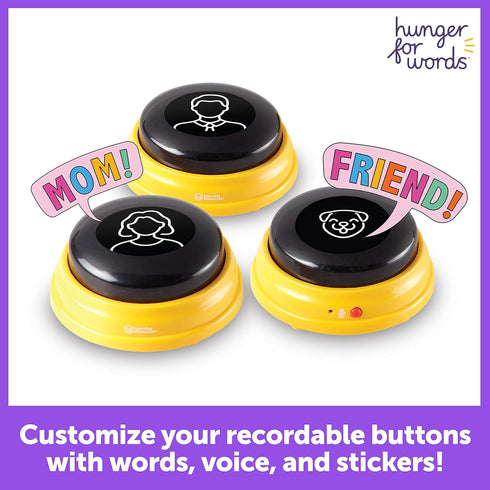 Hunger For Words Talking Pet Next Words Names - 3 Piece Set of Recordable Speech Buttons for Dog Training