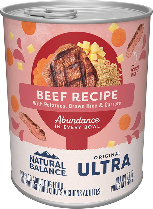 Natural Balance Ultra Premium Wet Dog Food, Beef Formula with Potatoes, Carrots