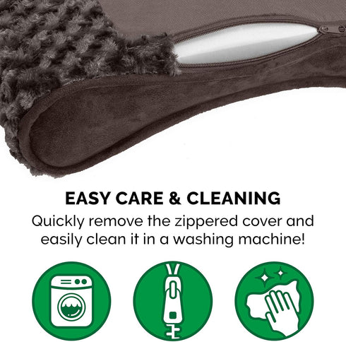 Furhaven Orthopedic Dog Bed for Medium/Small Dogs, Removable Washable Cover, Ultra Plush Faux Fur & Suede Luxe Lounger