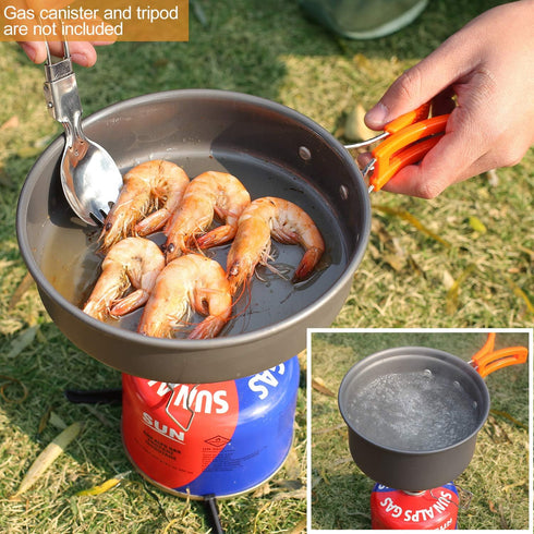 REDCAMP 11/12/17/22 PCS Camping Cookware Mess Kit, 800ml (28oz) Backpacking Pot+Pan Set