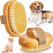 Suclain 2 Pcs Dog Cat Bristle Brush for Shedding, Soft Oval Palm Beech Brush with Boar Bristles for Dogs and Cats