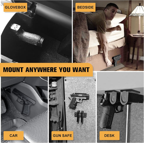 Gun Magnet Mount with 3M Adhesives, Rated 55 LBS | No Drilling for Handgun, Rifle, Shotgun, Pistol
