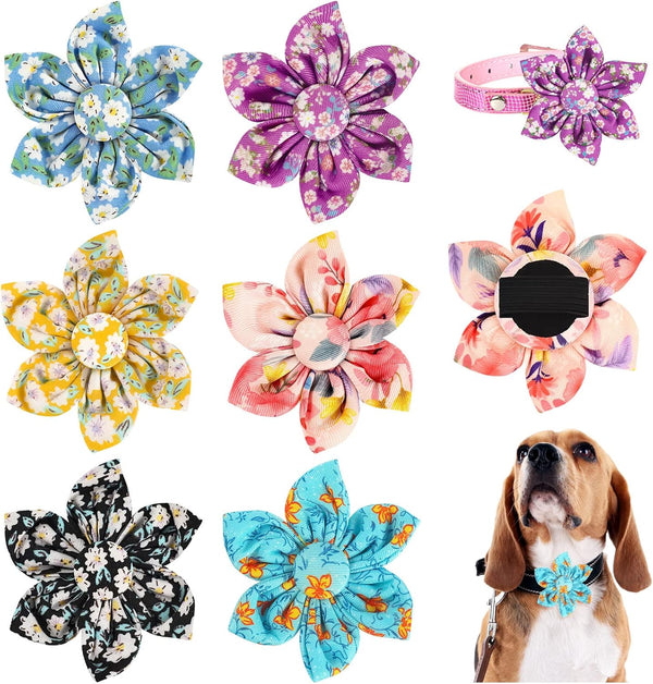 6 Pcs Dog Collar Flowers Accessory, Removable Bow Attachment Floral Embellishment for Small Medium Large Dogs and Cats