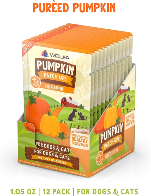 Weruva Pumpkin Patch Up! Pumpkin Puree Pet Food Supplement - 1.05oz Pouch, Pack of 12