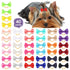 Chenkou Craft 40pcs Puppy Yorkie Dog Hair Bow, Pure Ribbon with Rubber Band, 40mm, Mix Colors, Pet Grooming Products