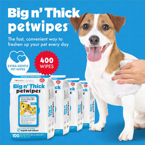 Petkin Pet Wipes for Dogs and Cats - 400 Large Wipes, Cleans Ears, Face, Butt, Body, Ideal for Home or Travel