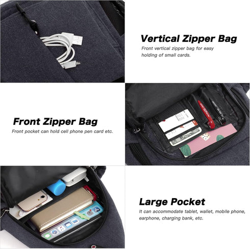 Backpack,Canvas Daypack MOSISO Sling Crossbody Hiking Bag with Anti-theft Pocket, Space Gray