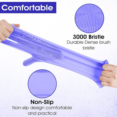 Pet Grooming Gloves - Dog Washing Gloves with High-Density Teeth, Silicone Bathing Gloves for Bathing and Massaging