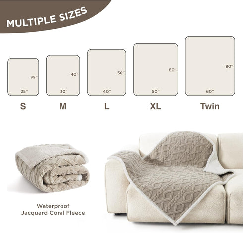 Bedsure Waterproof Dog Blankets for Medium Dogs, Washable Pet Blanket for Couch Protector, 30"x40", Taupe